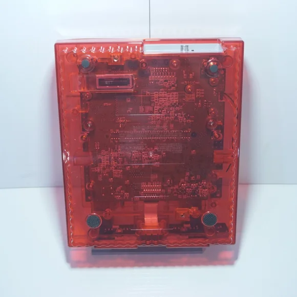 Transparent Clear Red Super Nintendo SNES Game Console SNS-001 with Green LED